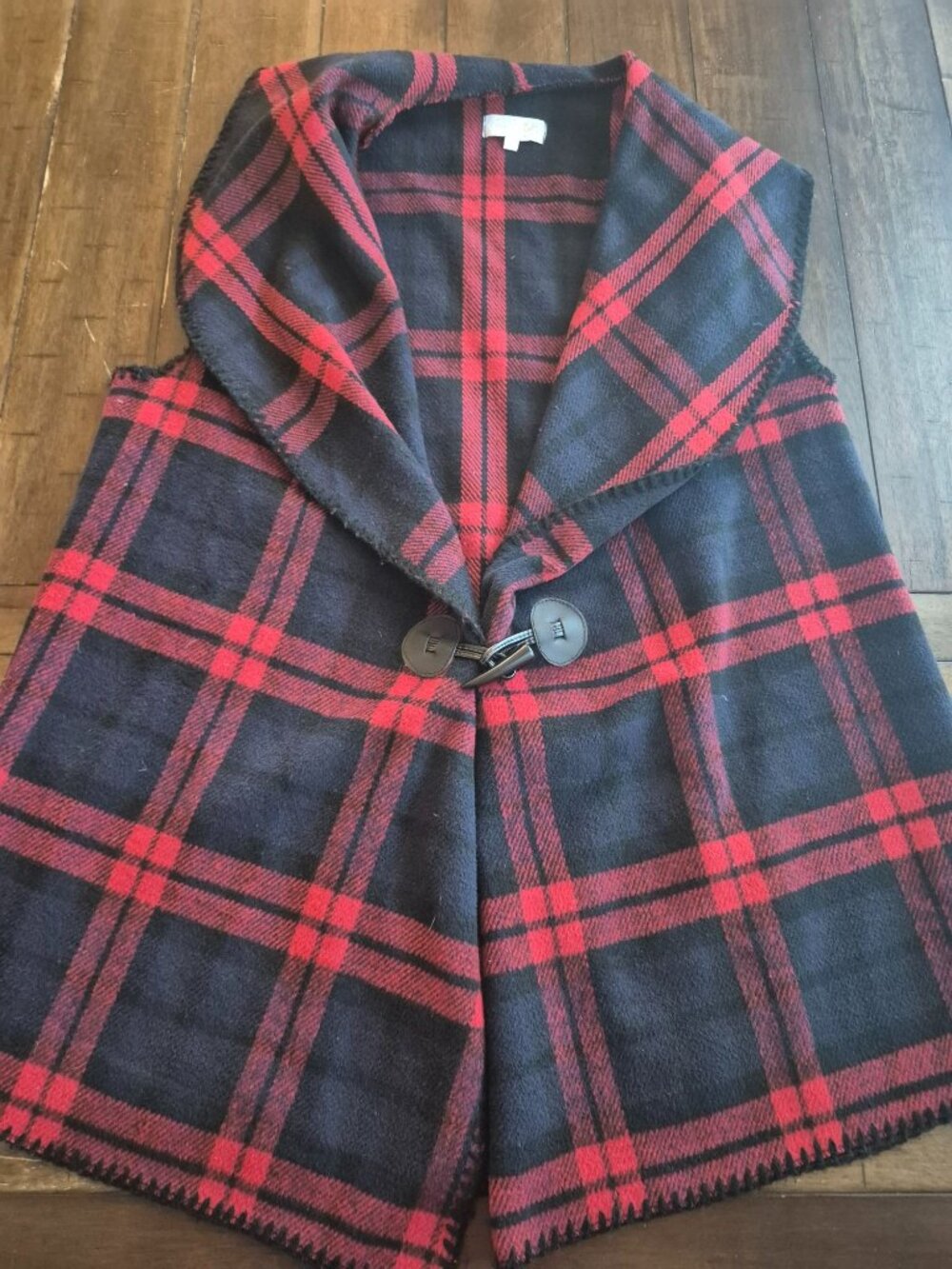 Mudpie Red & Black Plaid Sleeveless Vest OS